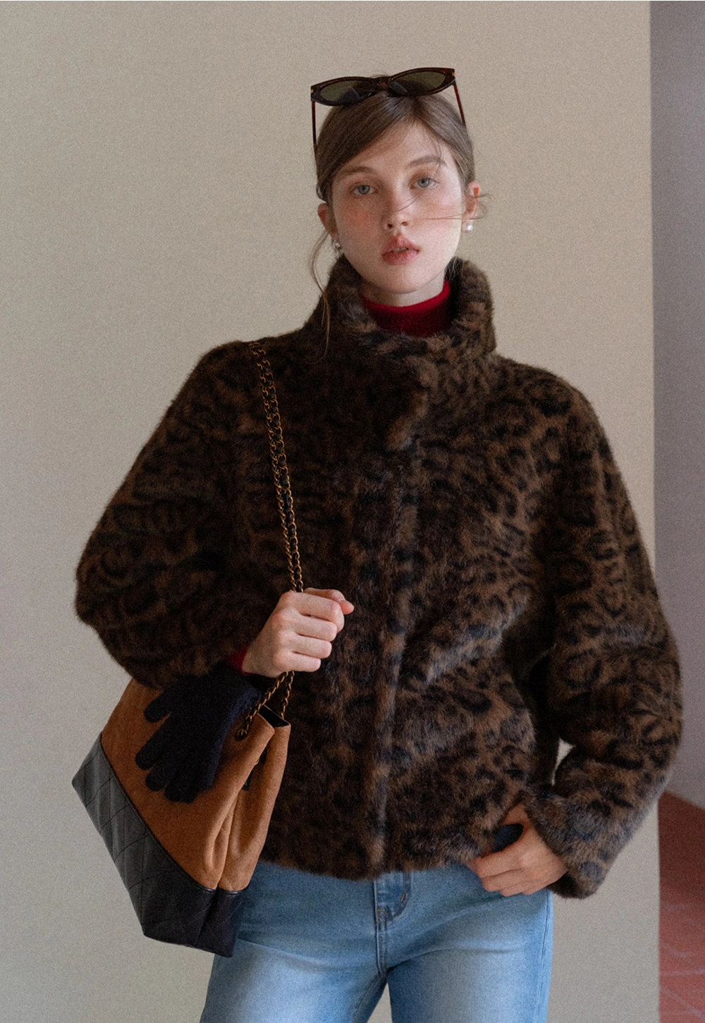 Vintage Faux Fur Leopard Jacket Women