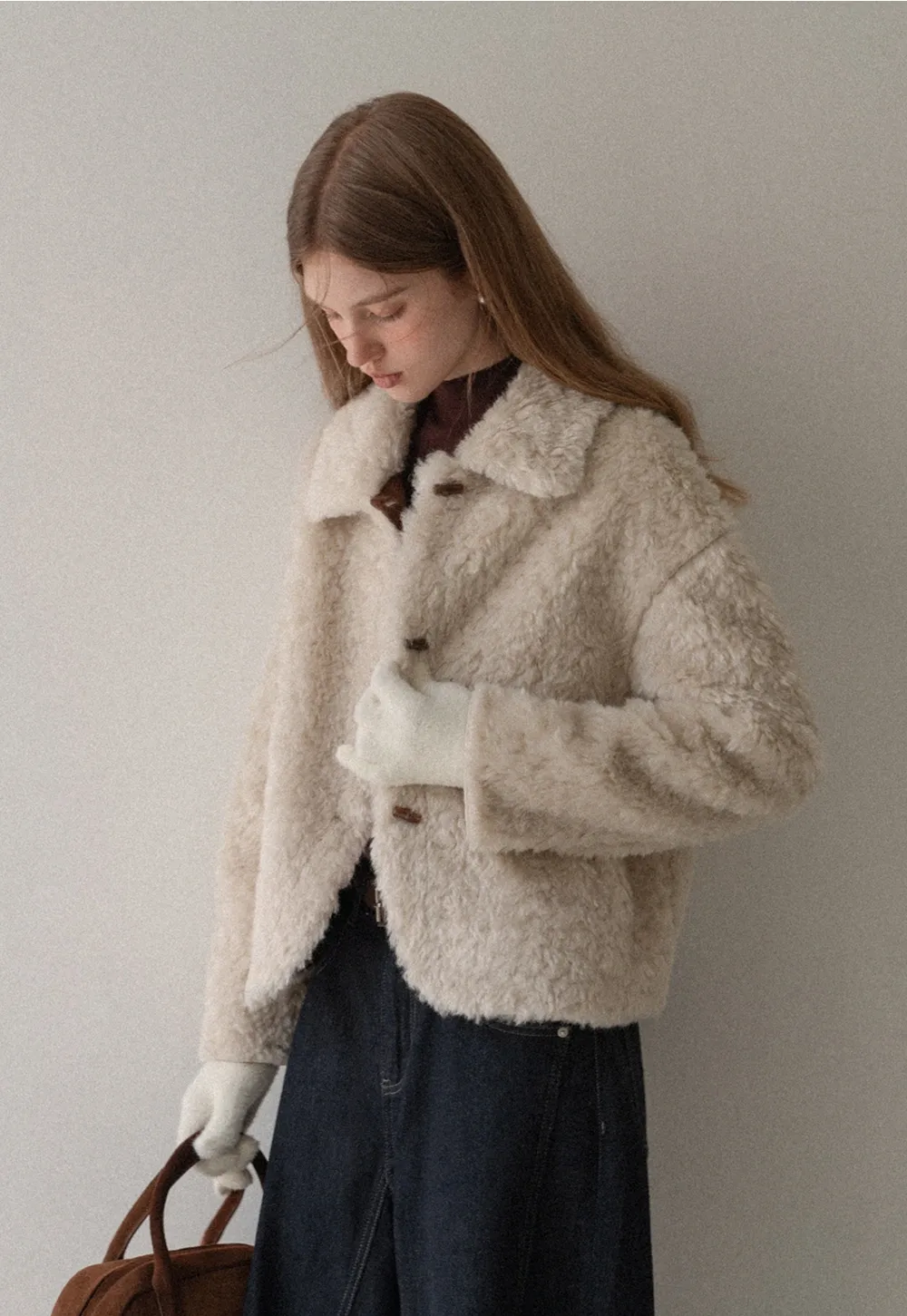 Women Faux Shearling Jacket Short Teddy Coat Winter