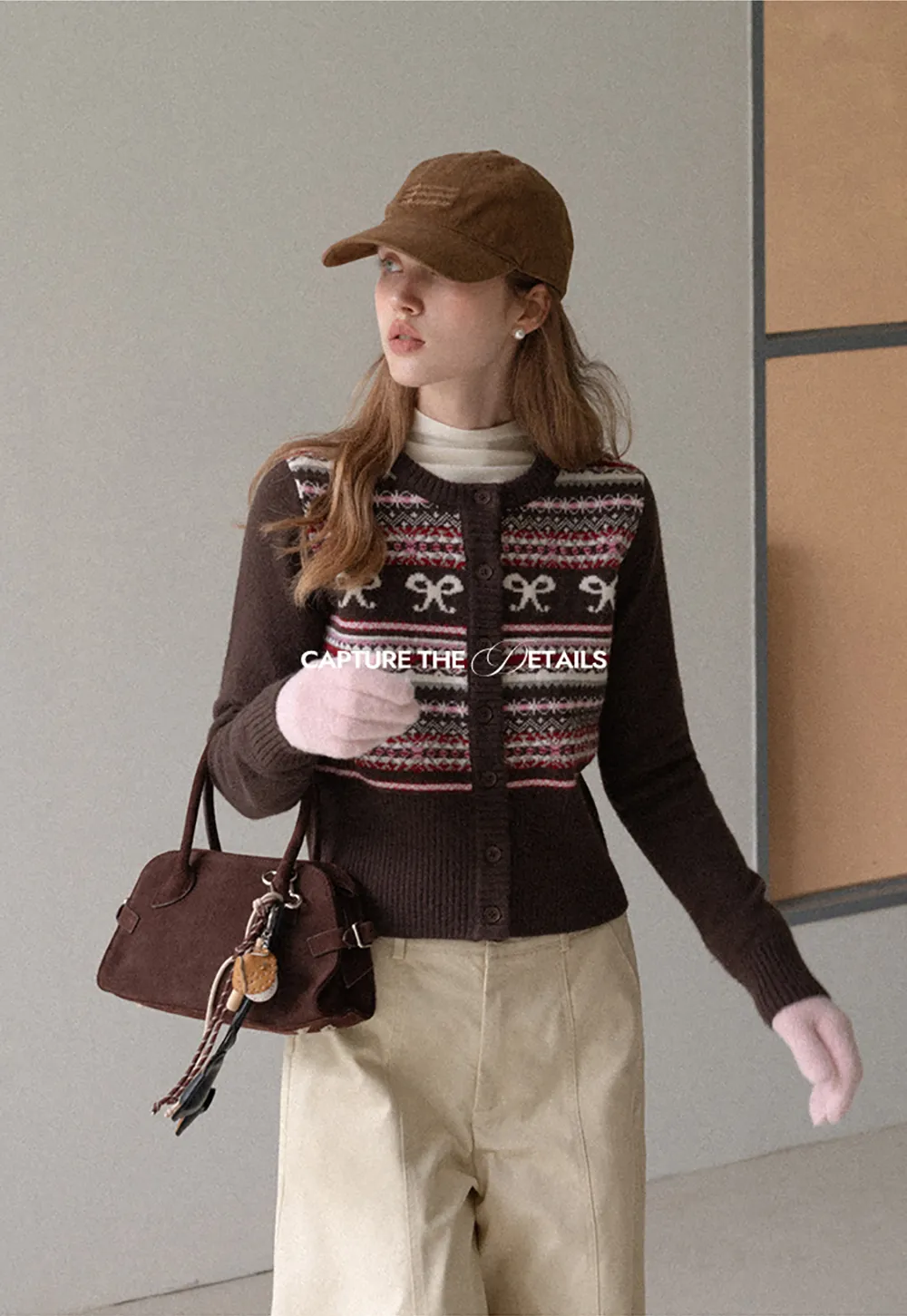 Bow Pattern Fair Isle Cardigan