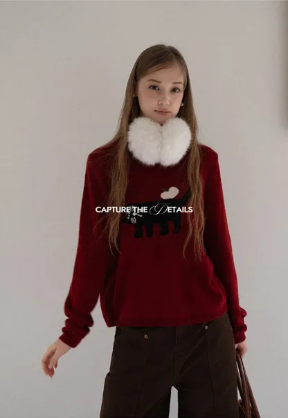 Cat Pattern Knit Sweater