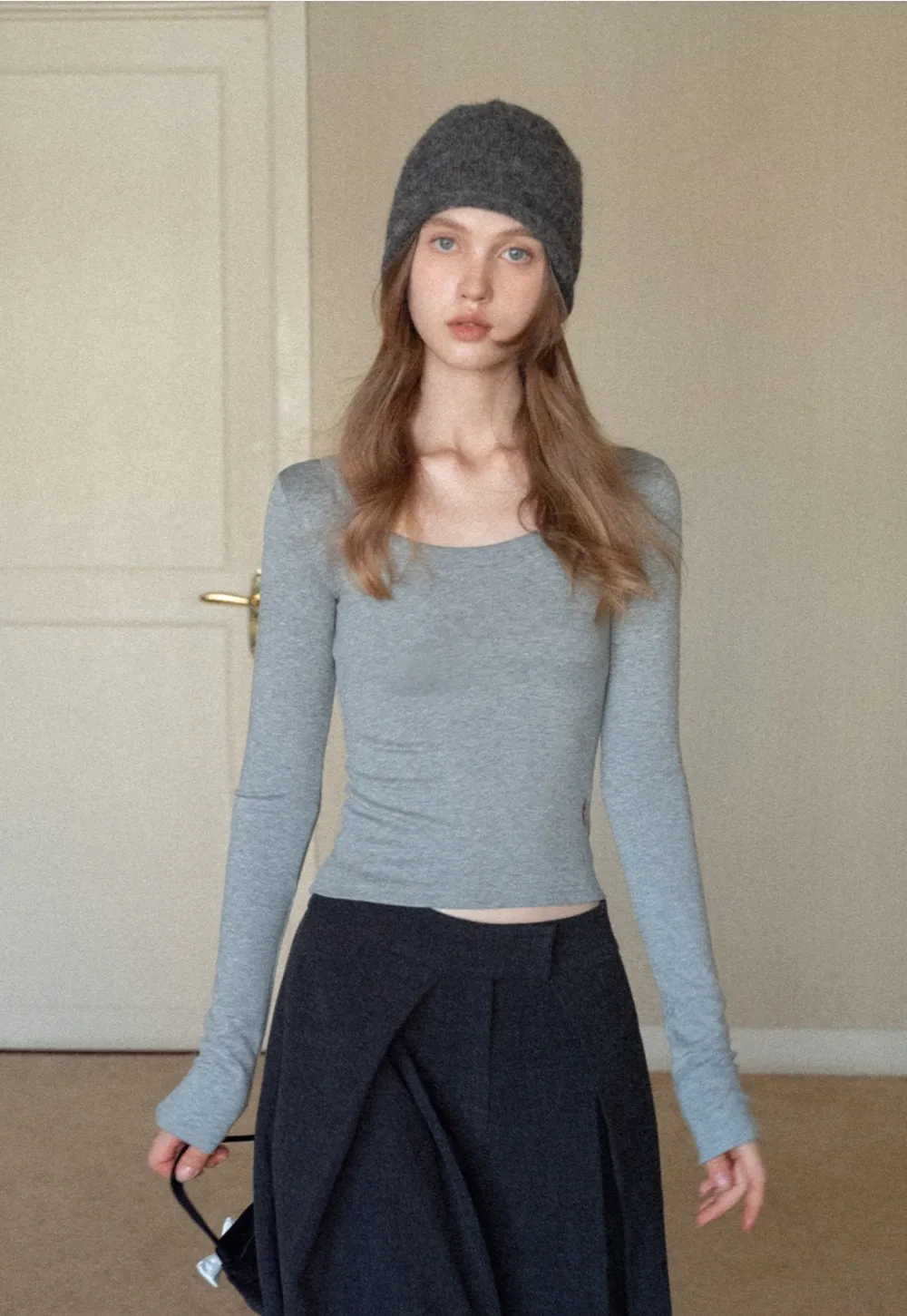 Basic Stretch Long Sleeve Tee for Women Casual