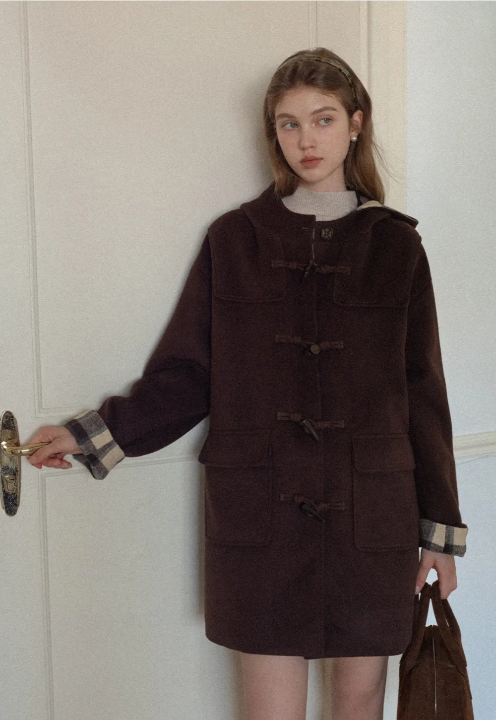 Women Winter Wool Coat Hooded Duffle Outerwear