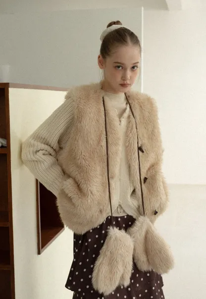 Soft Shearling Vest Women Warm Fuzzy Gilet