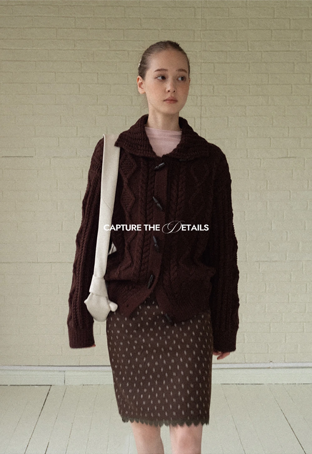 Loose Fit Turtleneck Sweater Cardigan with Cable Knit and Toggle Closure