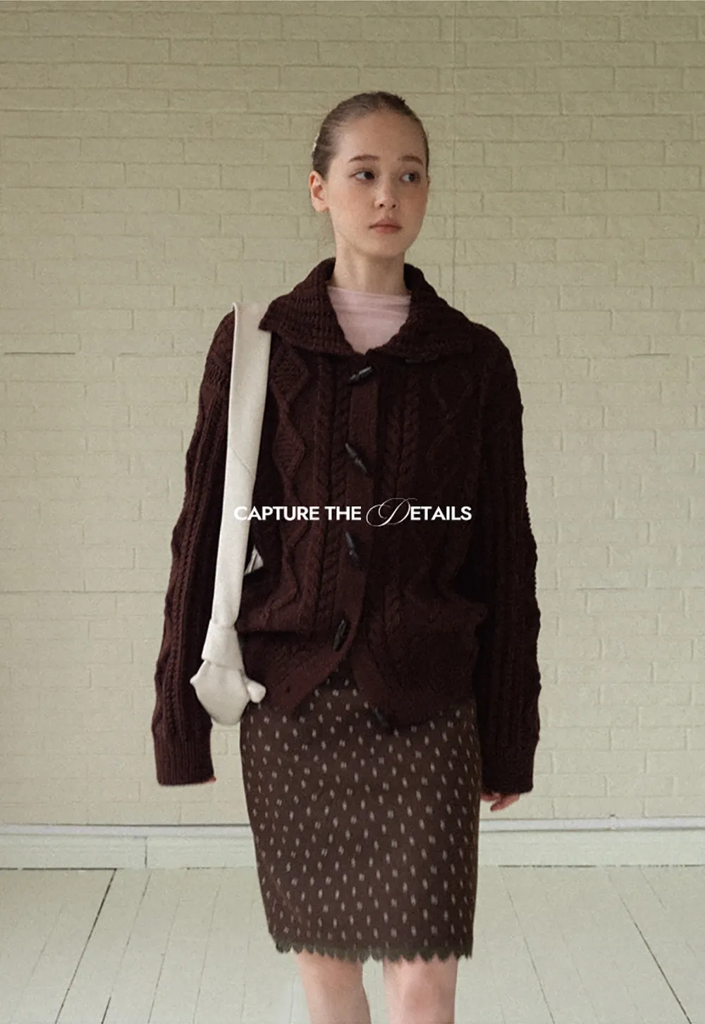 Loose Fit Turtleneck Sweater Cardigan with Cable Knit and Toggle Closure