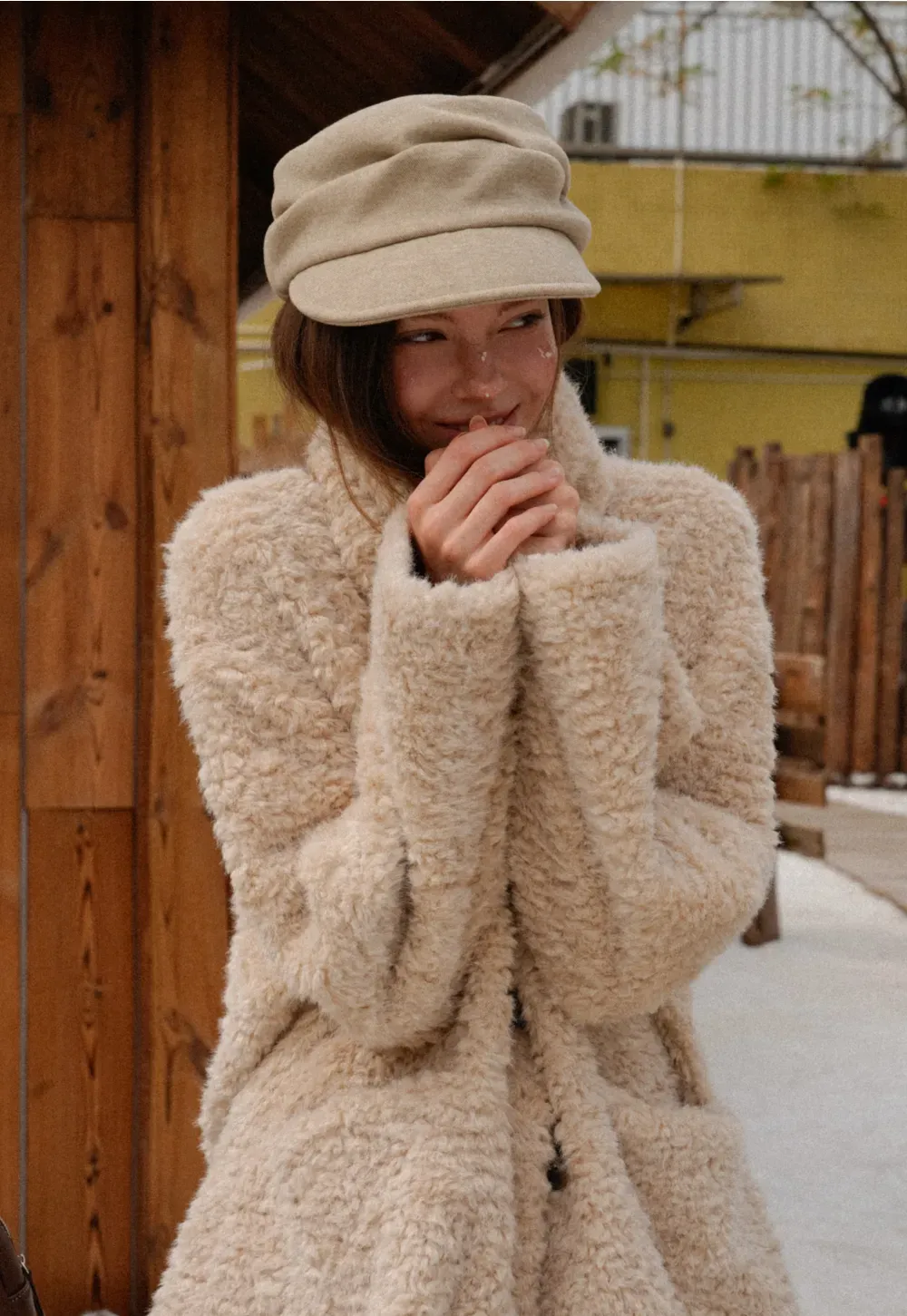 Structured Wool Blend Newsboy Cap