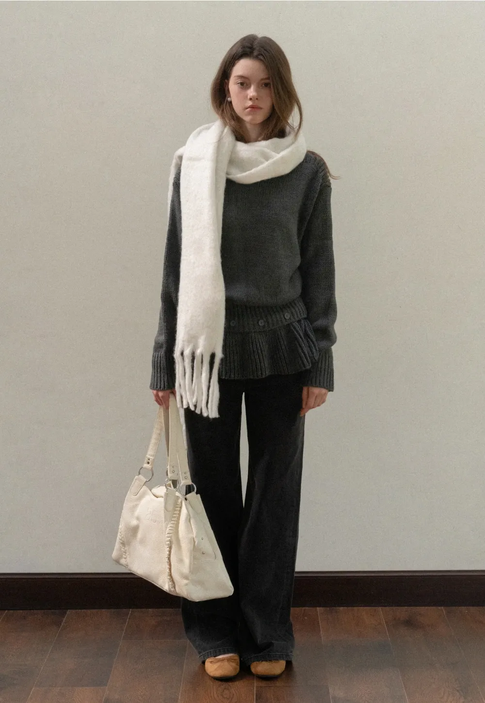 Trendy Women Sweater with Loose Detachable Hem