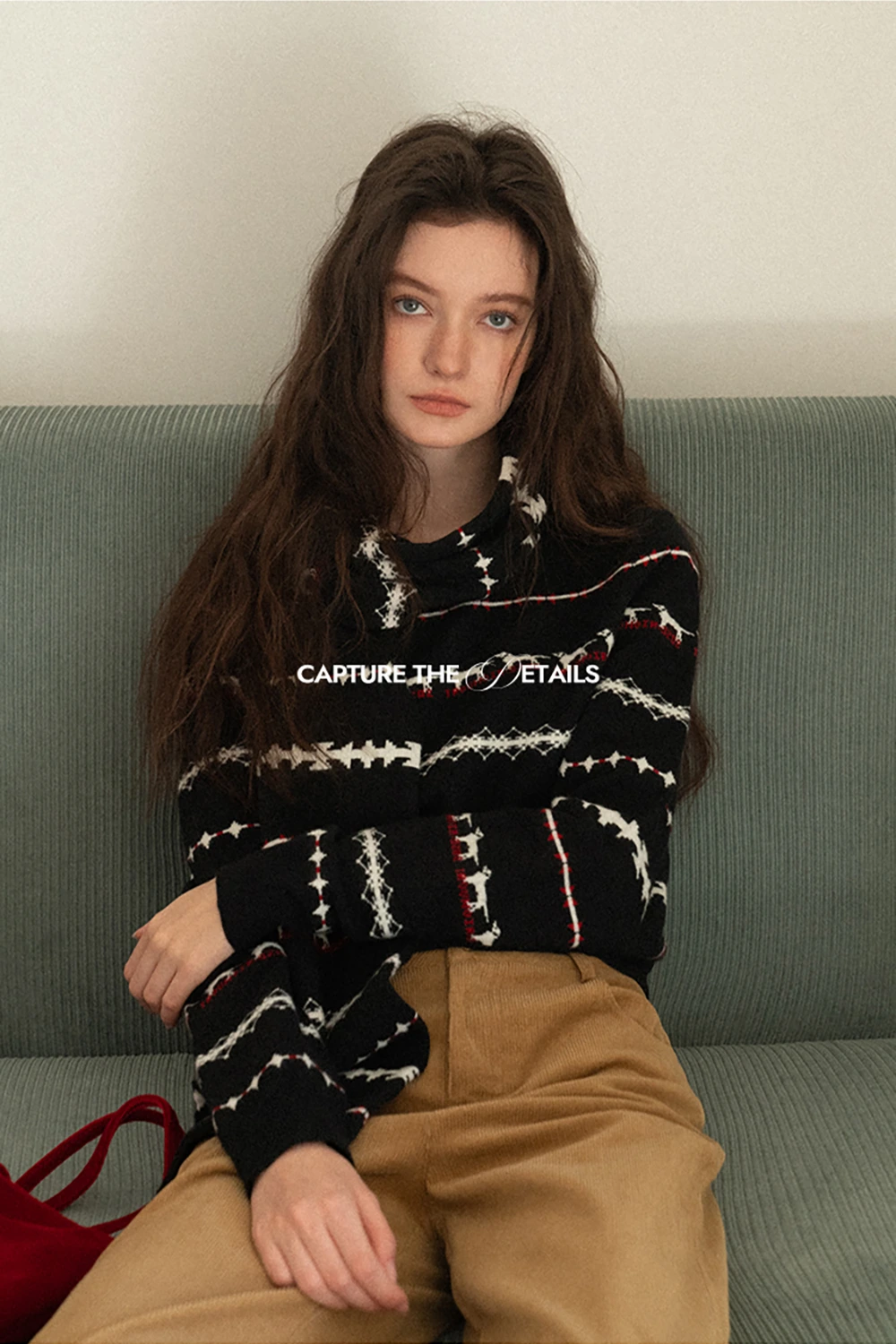 Christmas Knit Scarf With Reindeer Pattern