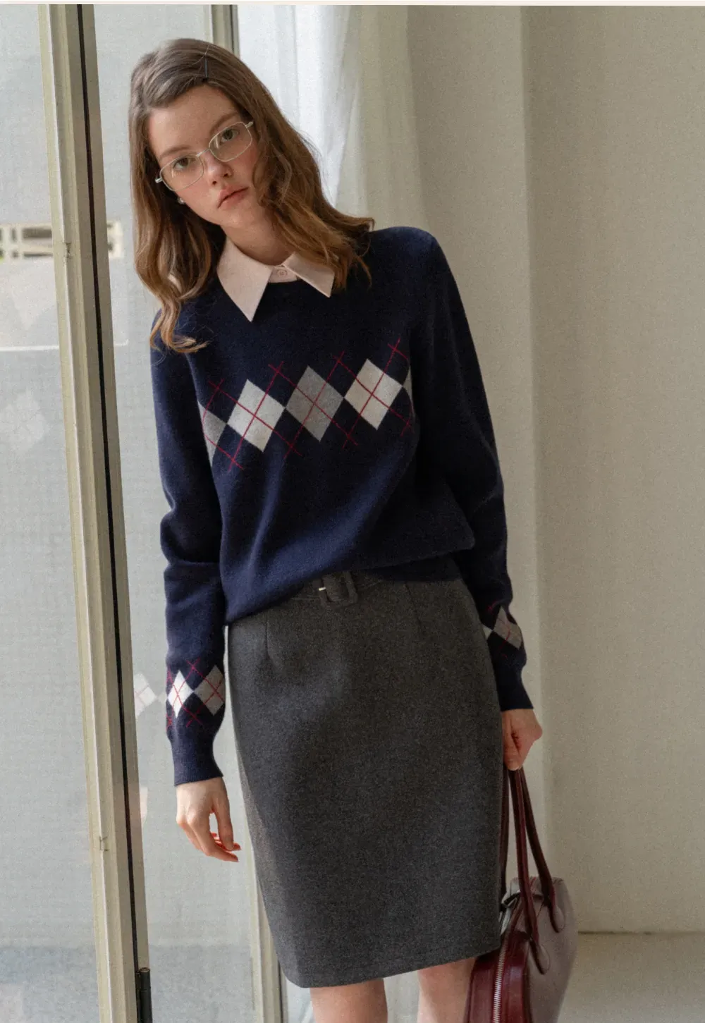 Wool Belted A-Line Mini Skirt in Charcoal