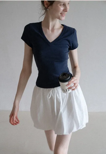 Women's Slim Fit V-Neck Short Sleeve T-Shirt