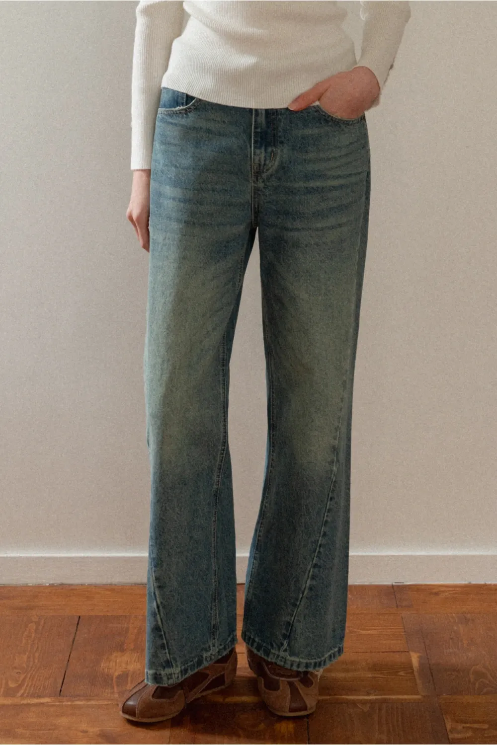Wide-Leg Denim Jeans