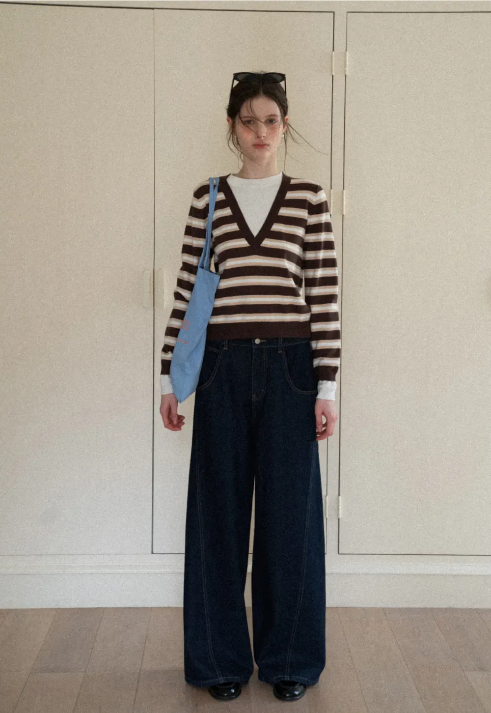 Layered V-Neck Striped Sweater