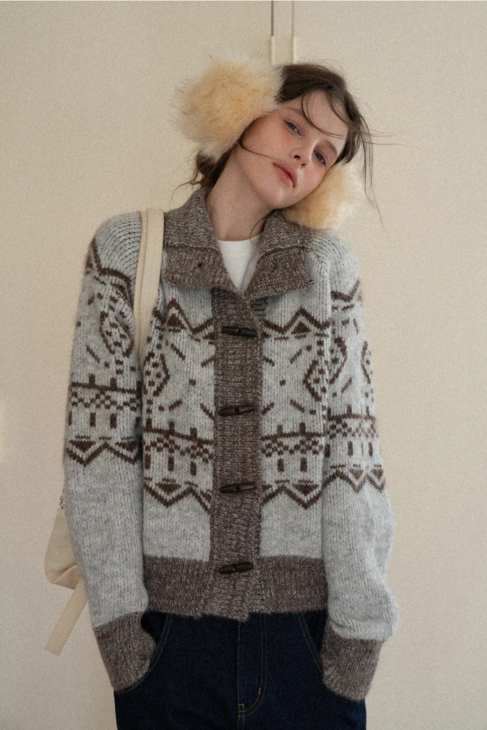 Vintage-Inspired Fair Isle Turtleneck Knit Sweater