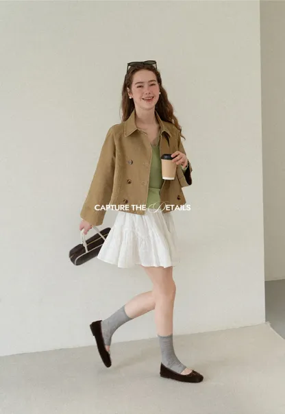 Cropped Double Breasted Short Jacket