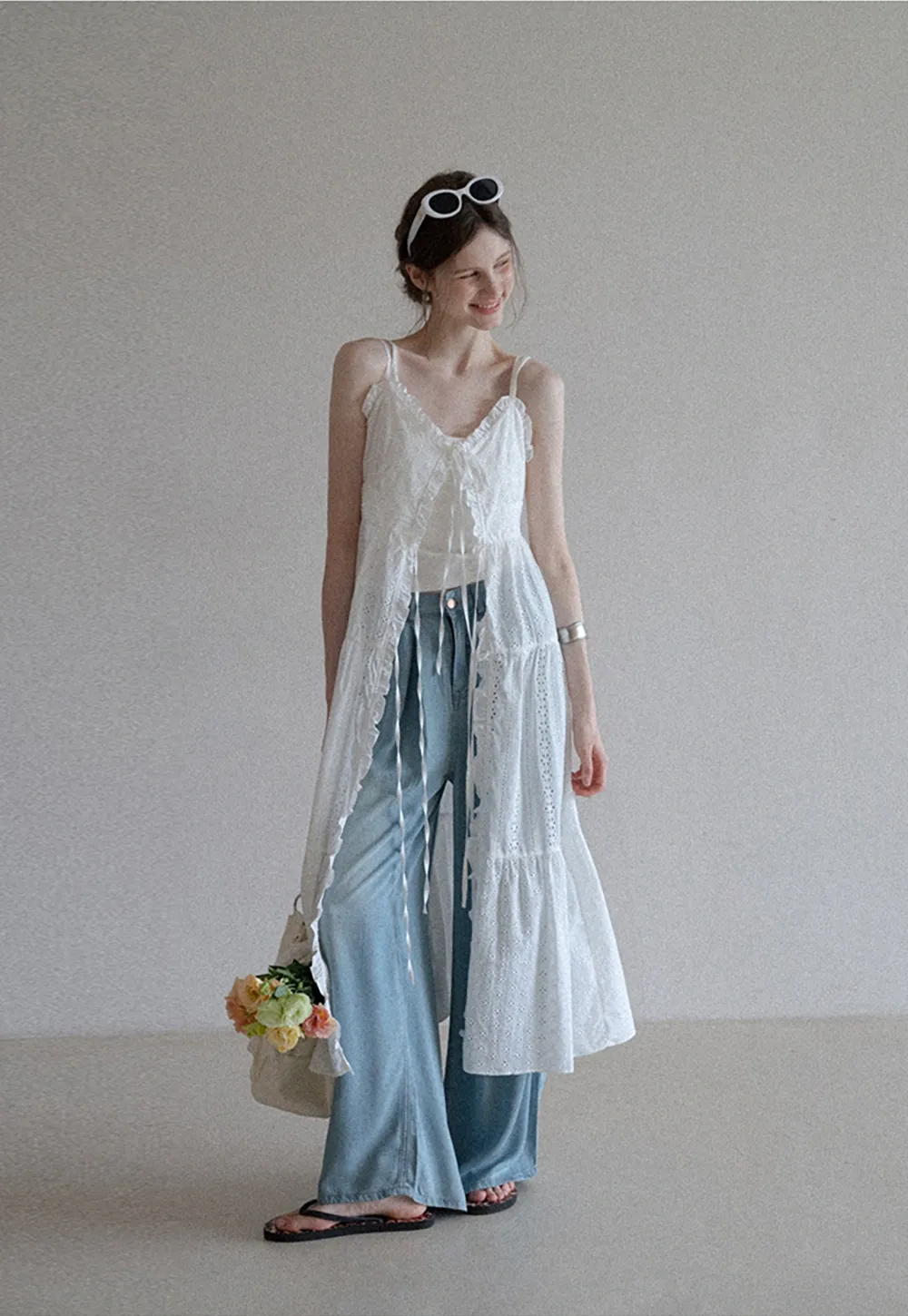 Women’s Eyelet Lace V Neck Midi Dress