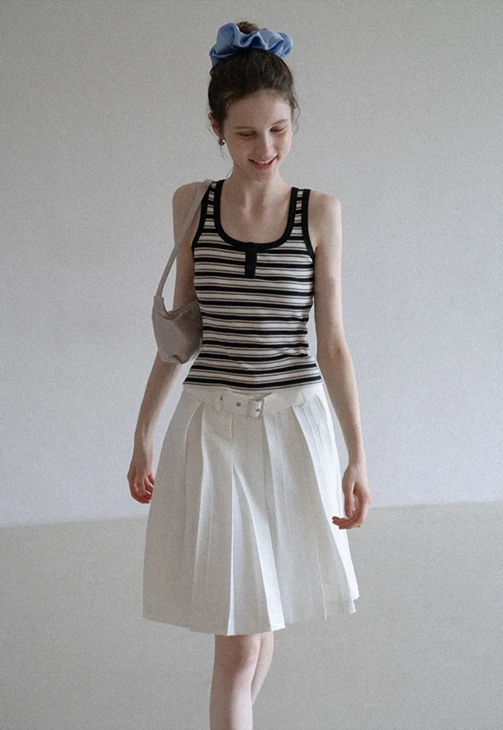 Women’s Striped Ribbed Henley Tank