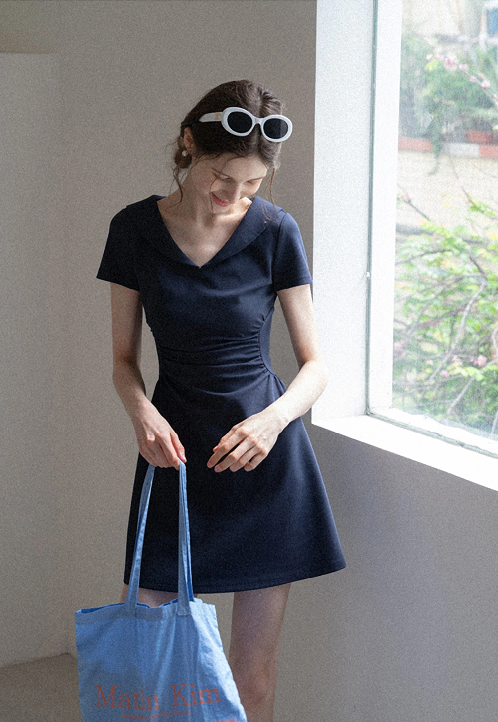 Women’s Sailor Collar Ruched Mini Dress