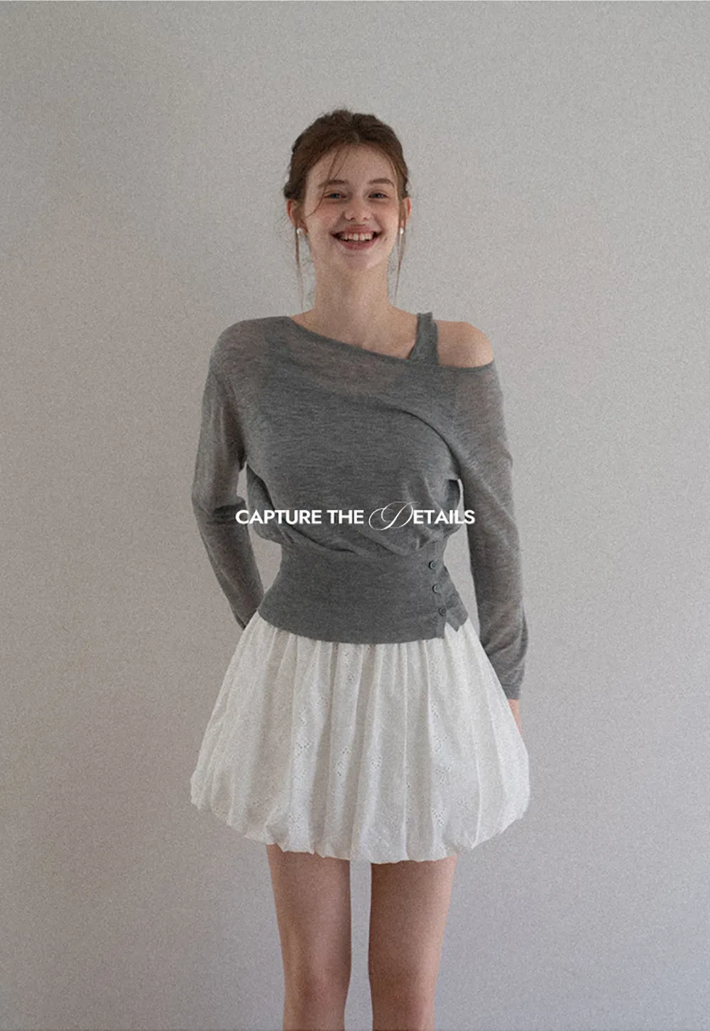 Women's Off-Shoulder Knit Top with Side Buttons