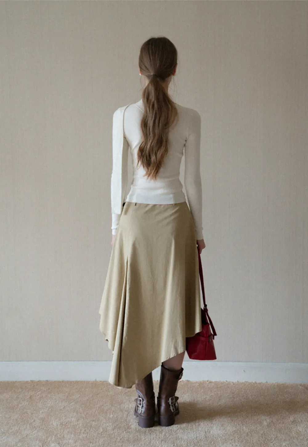 White Long Sleeve Knit Top With Tie