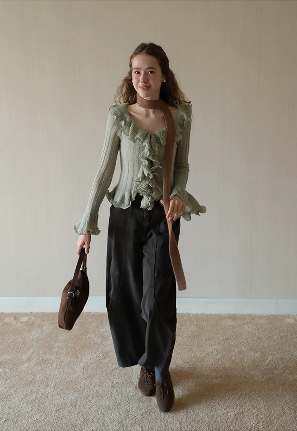 Womens High Waist Wide Leg Cargo Pants