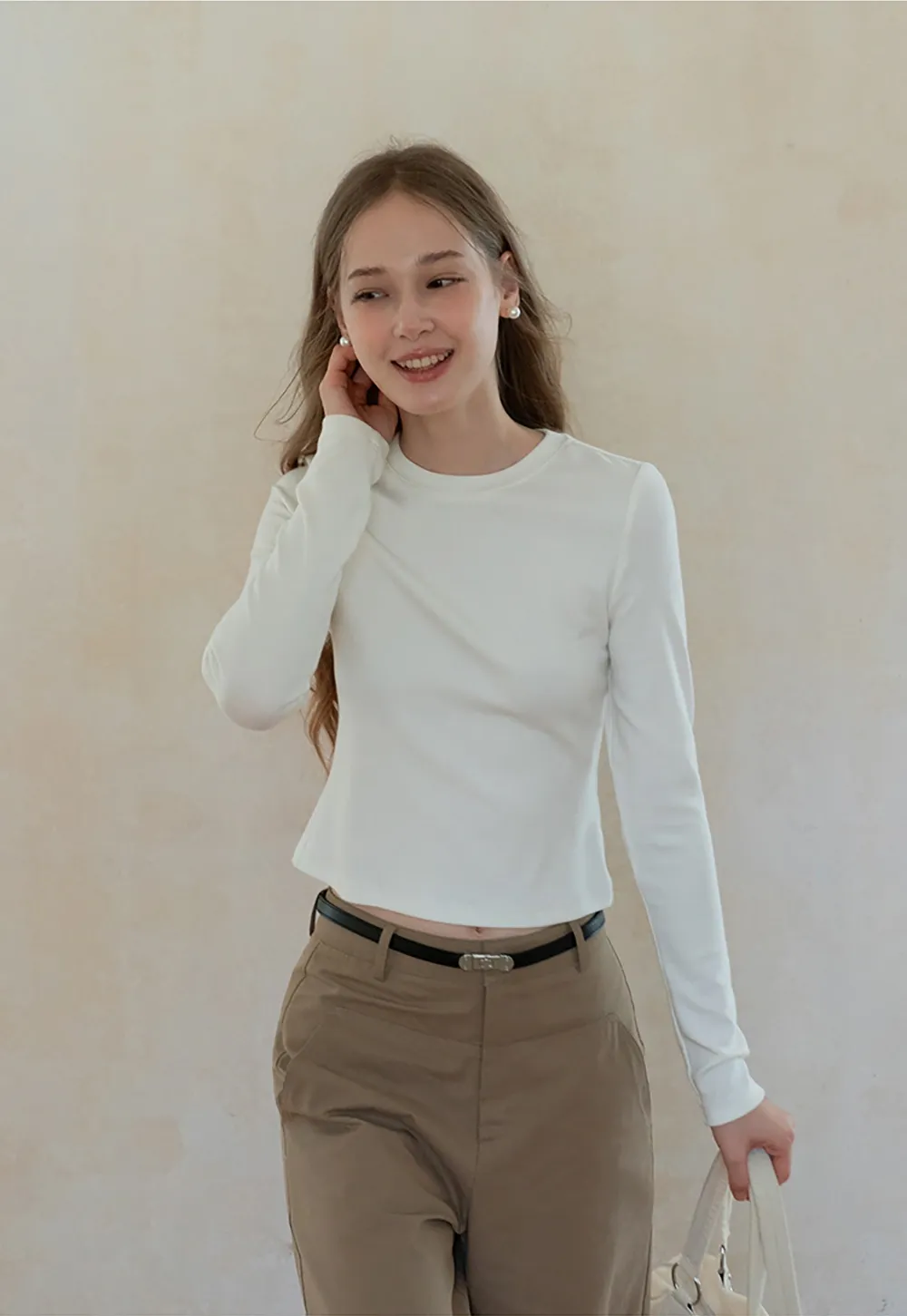 Women Basic Crew Neck Long Sleeve T Shirt