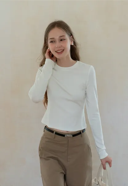 Women Basic Crew Neck Long Sleeve T Shirt