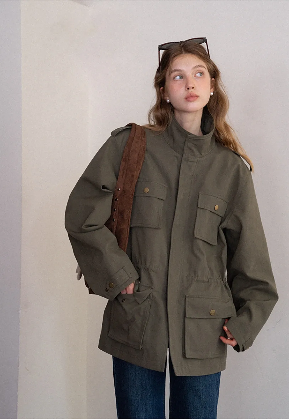 Womens Oversized Utility Pocket Jacket