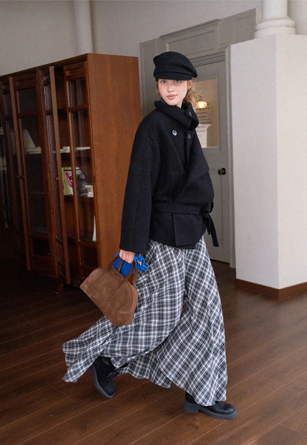 High Waist Tartan Flared Skirt Vintage Style