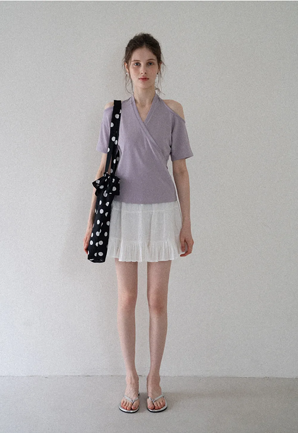 Polka Dot Ruffle Canvas Tote