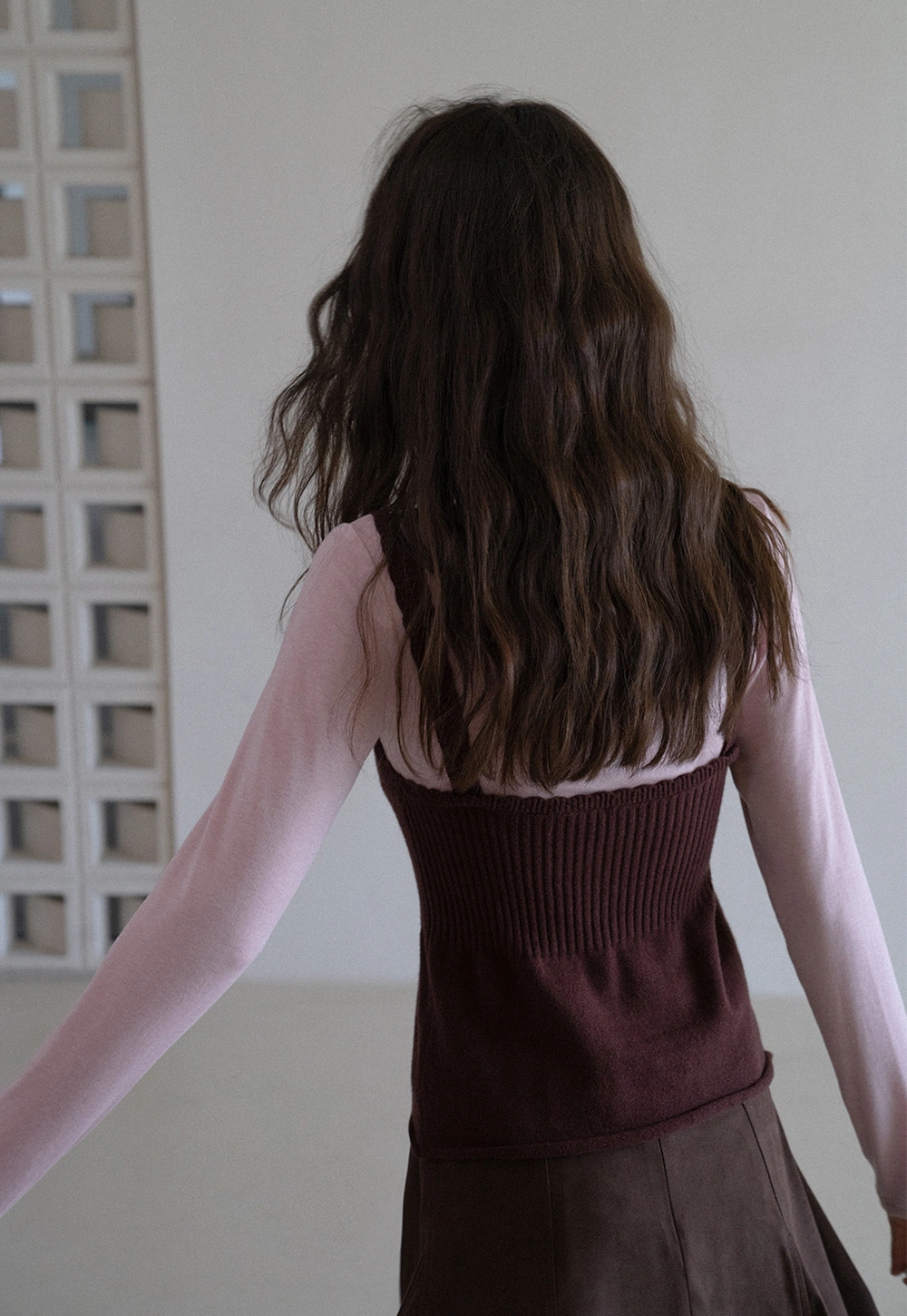 Womens 2 Piece Set Knit Cami Top with Long Sleeve Tee