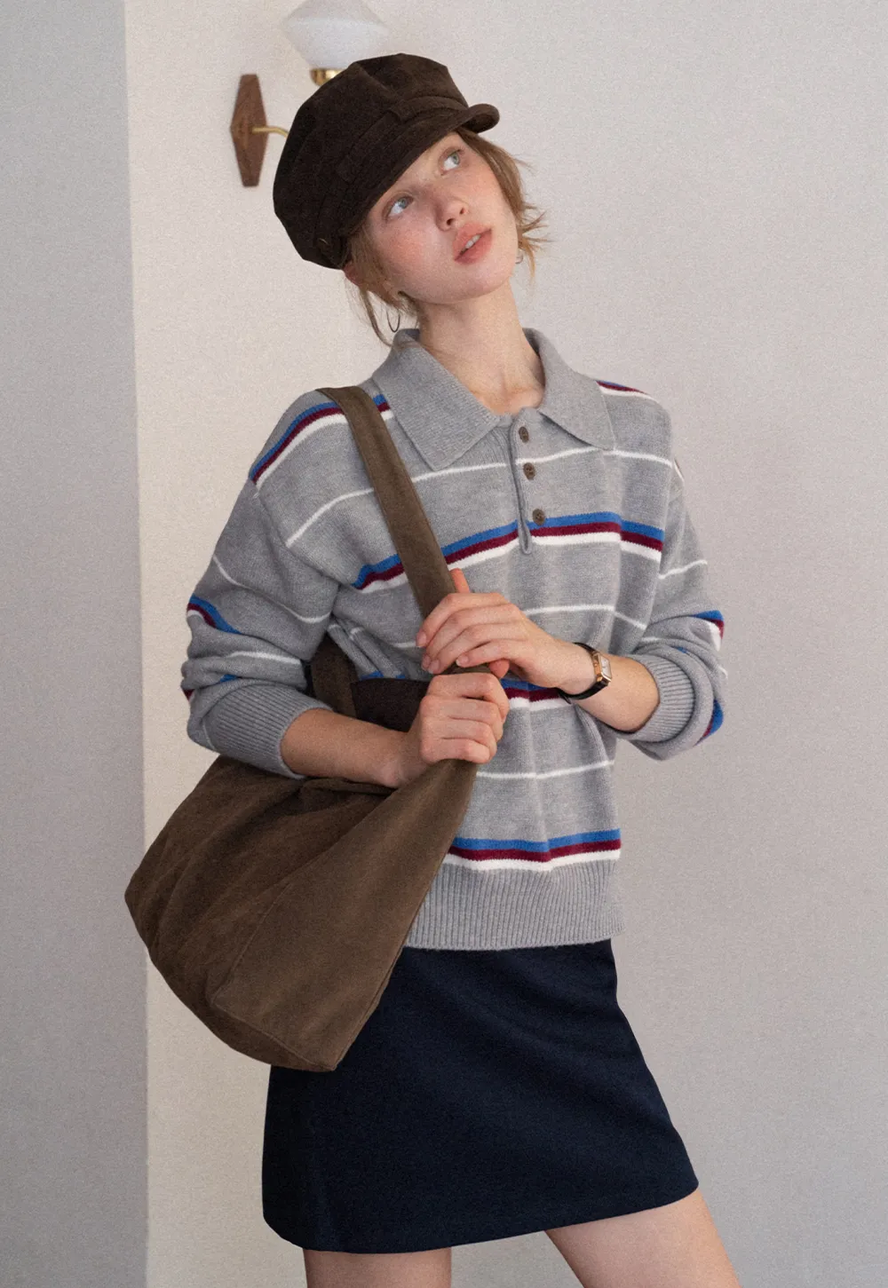 Striped Polo Knit Sweater