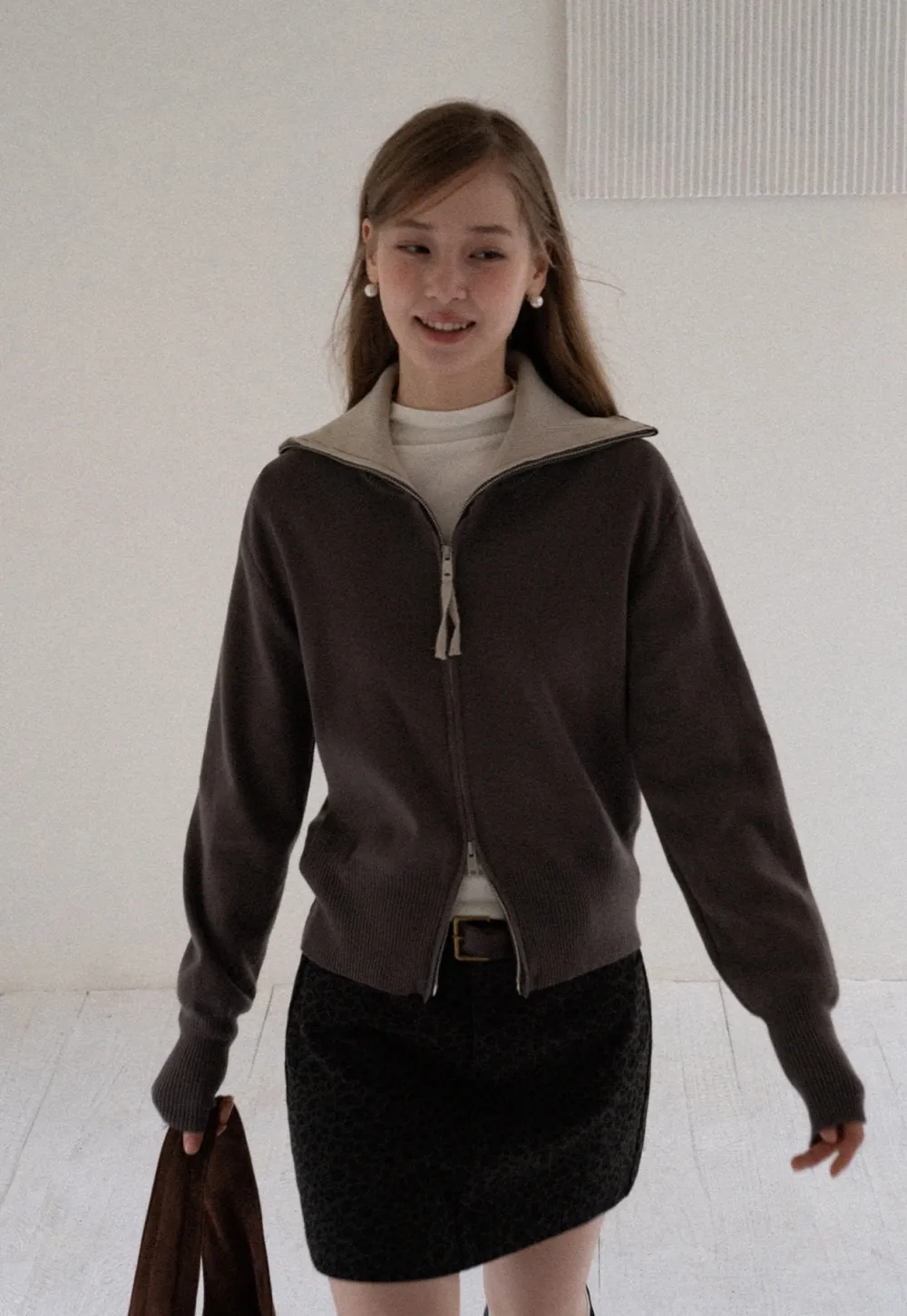 Womens Long Sleeve Mock Neck Top