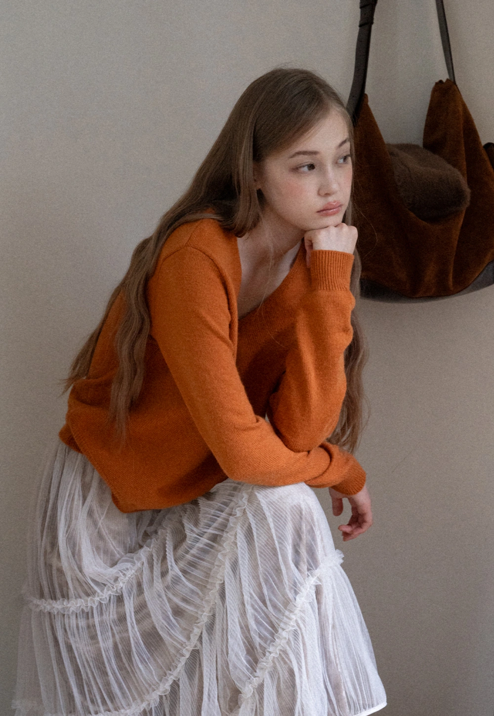 Womens Soft V Neck Knit Sweater