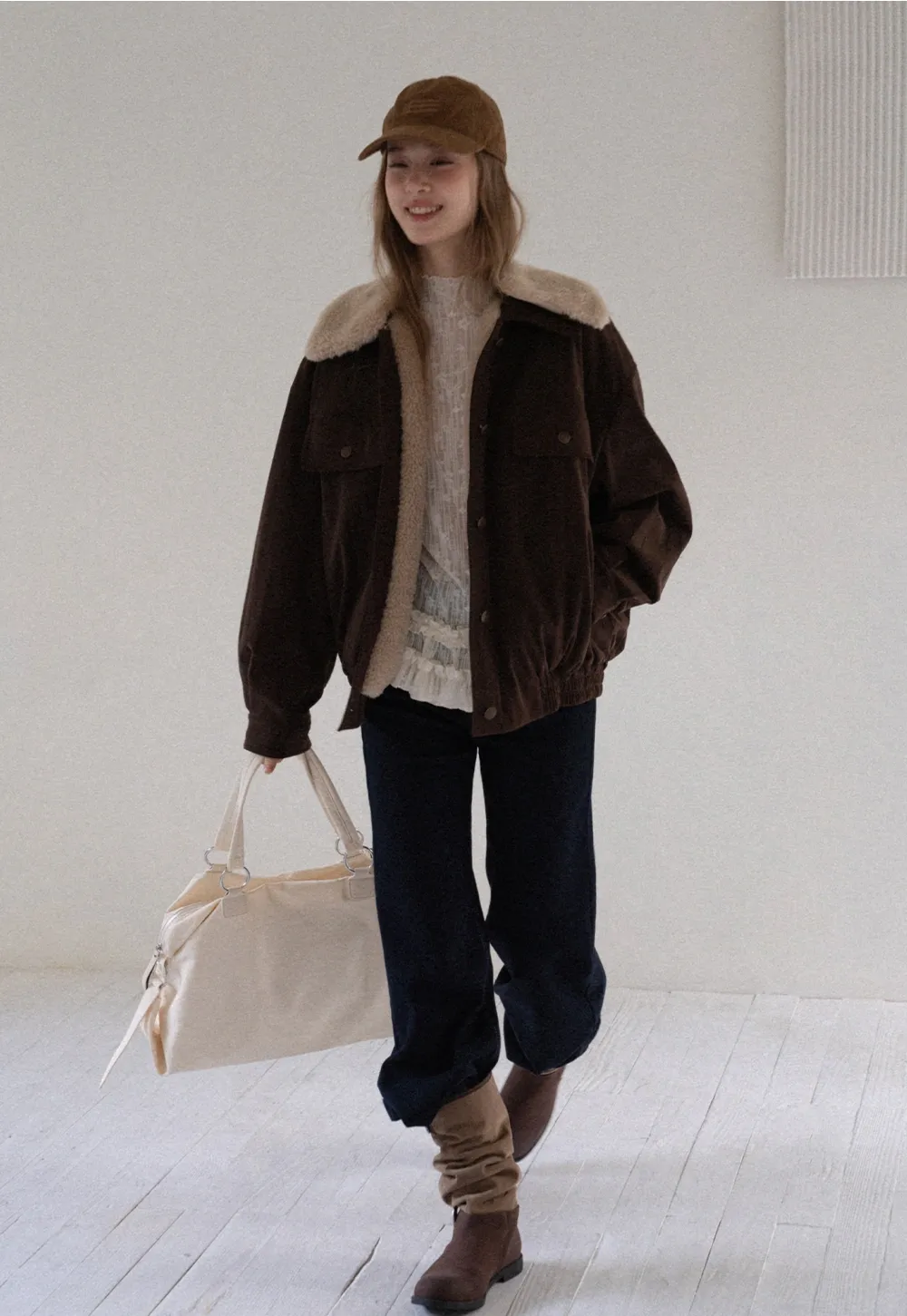 Women High Neck Long Sleeve Lace Top with Layered Ruffle Hem