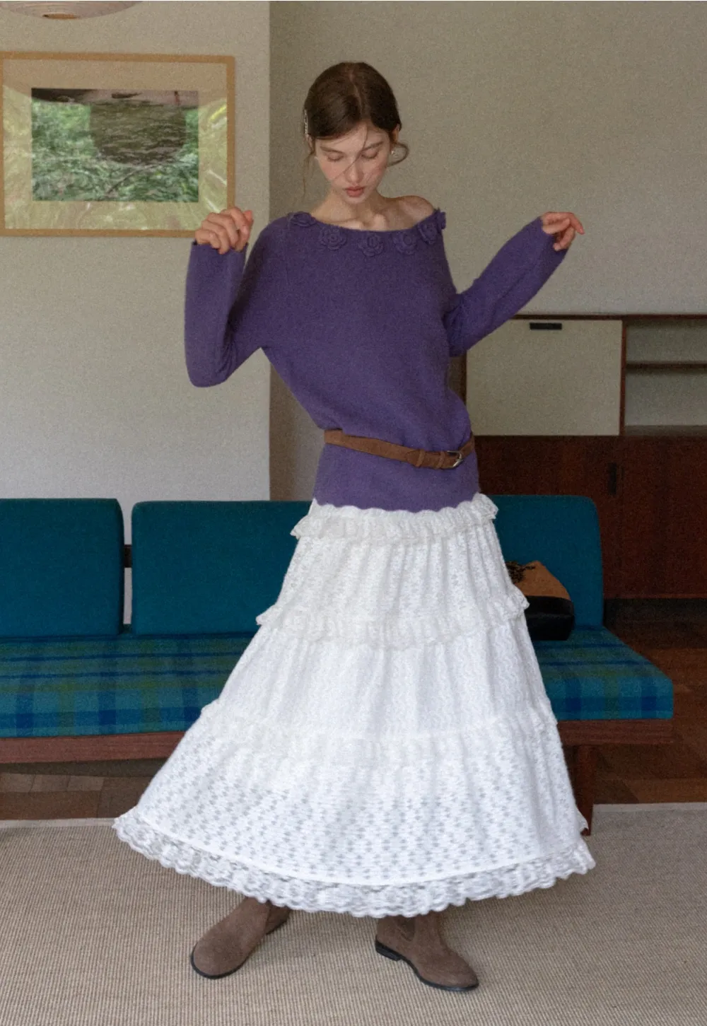 Women Off Shoulder Knit Sweater