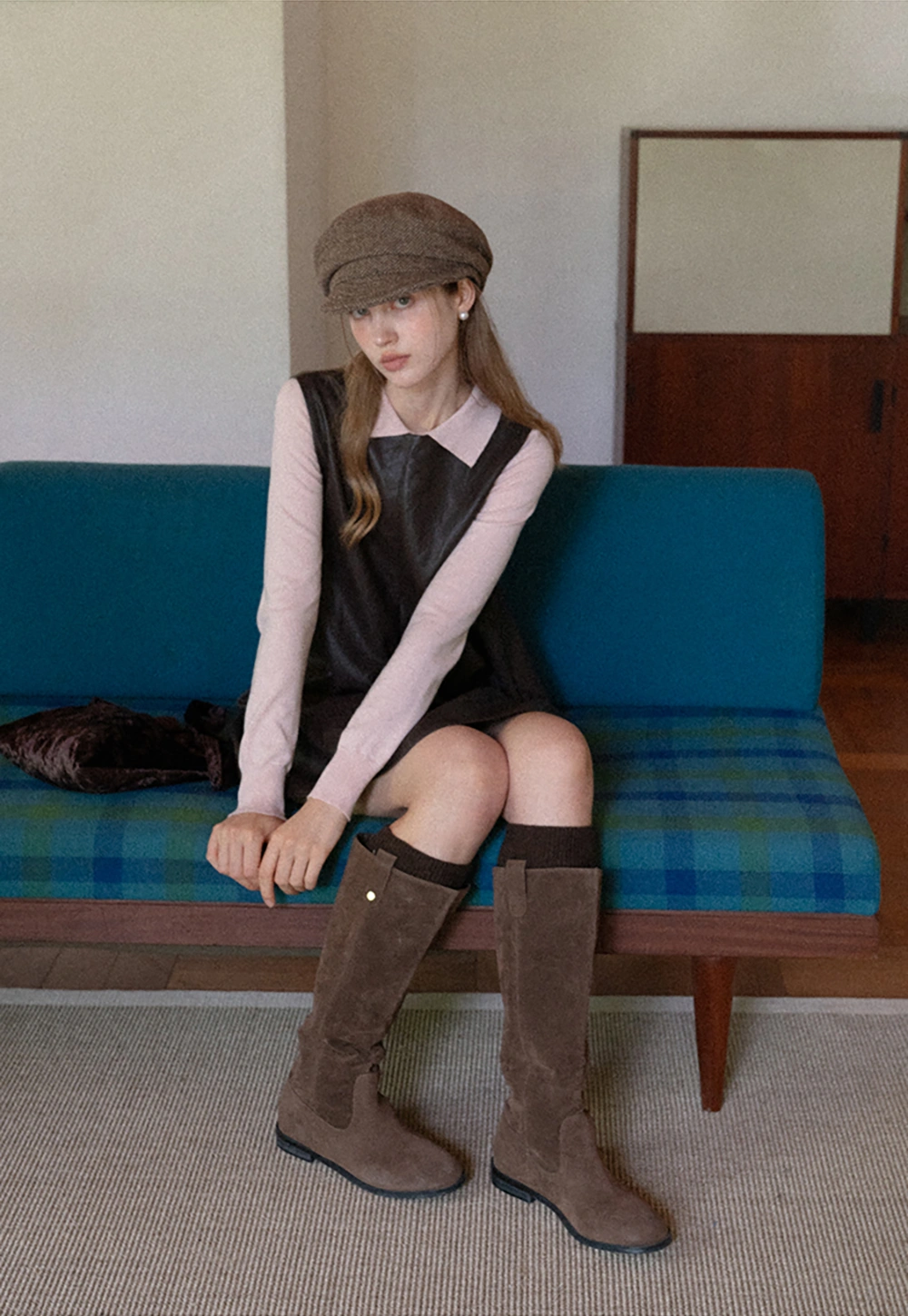 Women Soft Knit Polo Sweater Long Sleeve Pullover