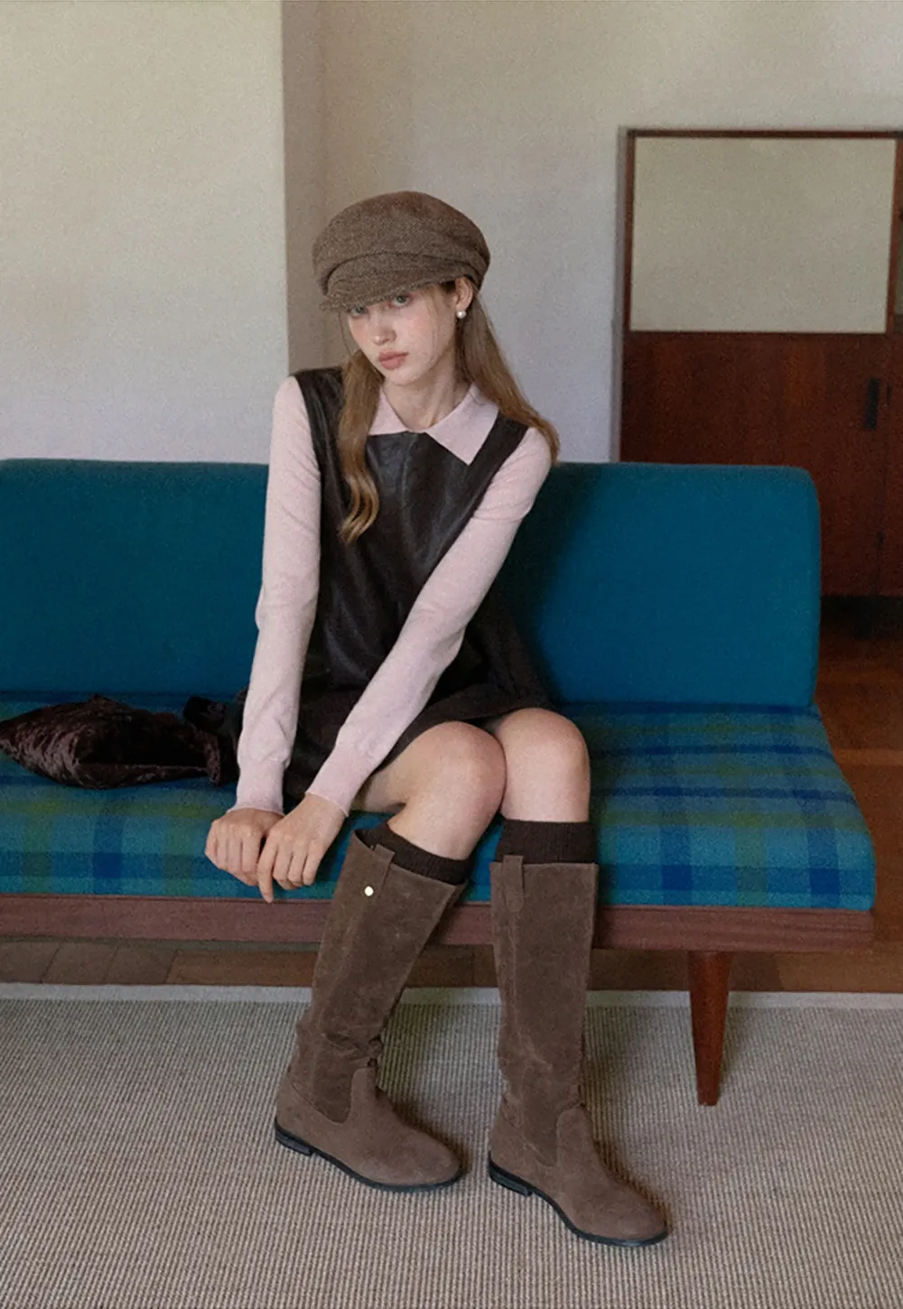 Women Soft Knit Polo Sweater Long Sleeve Pullover