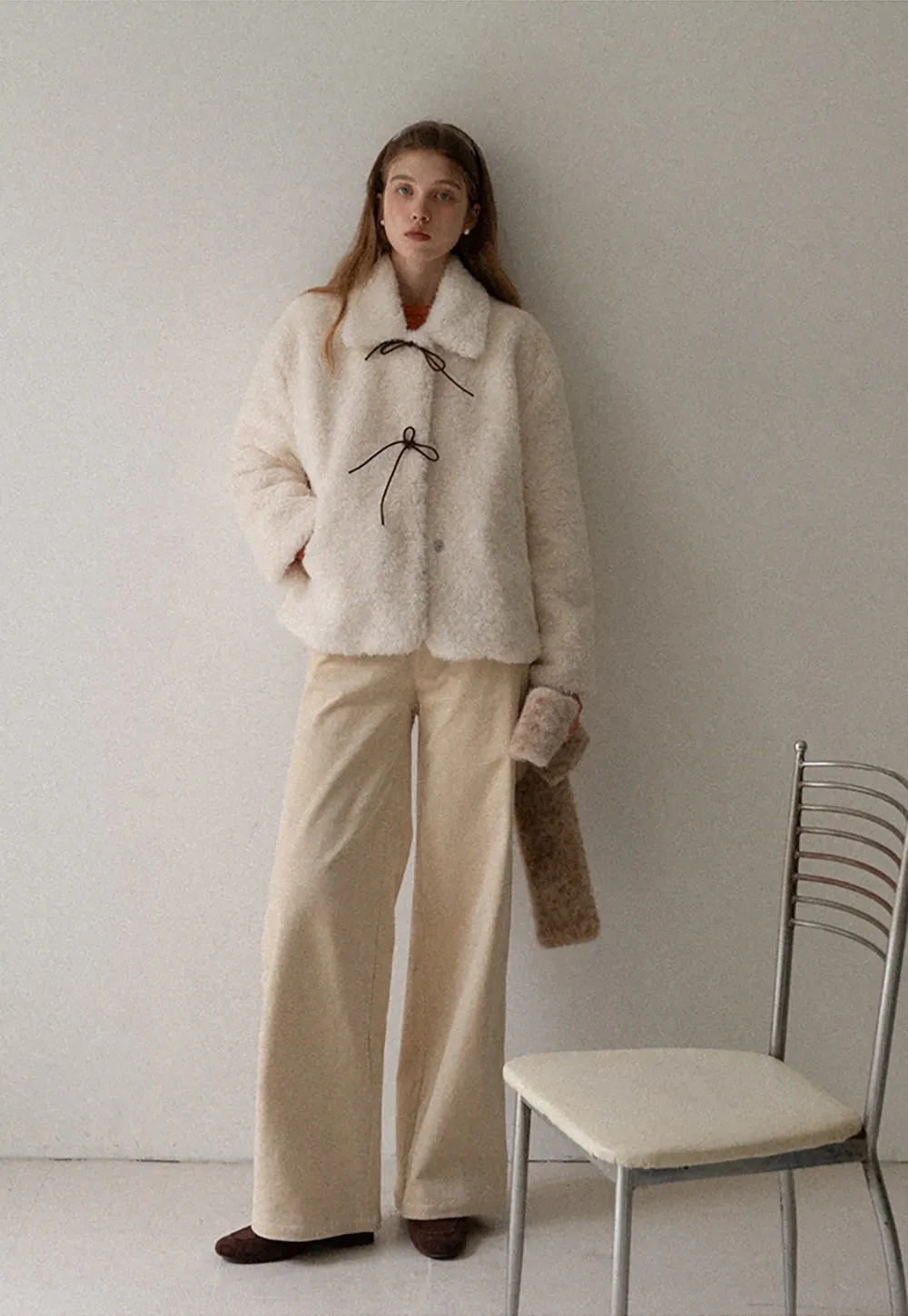 Women High Waist Corduroy Pants Wide Leg Casual