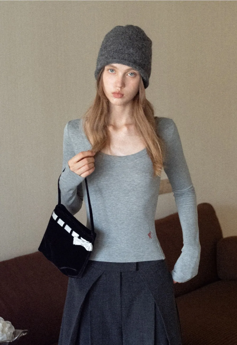 Basic Stretch Long Sleeve Tee for Women Casual