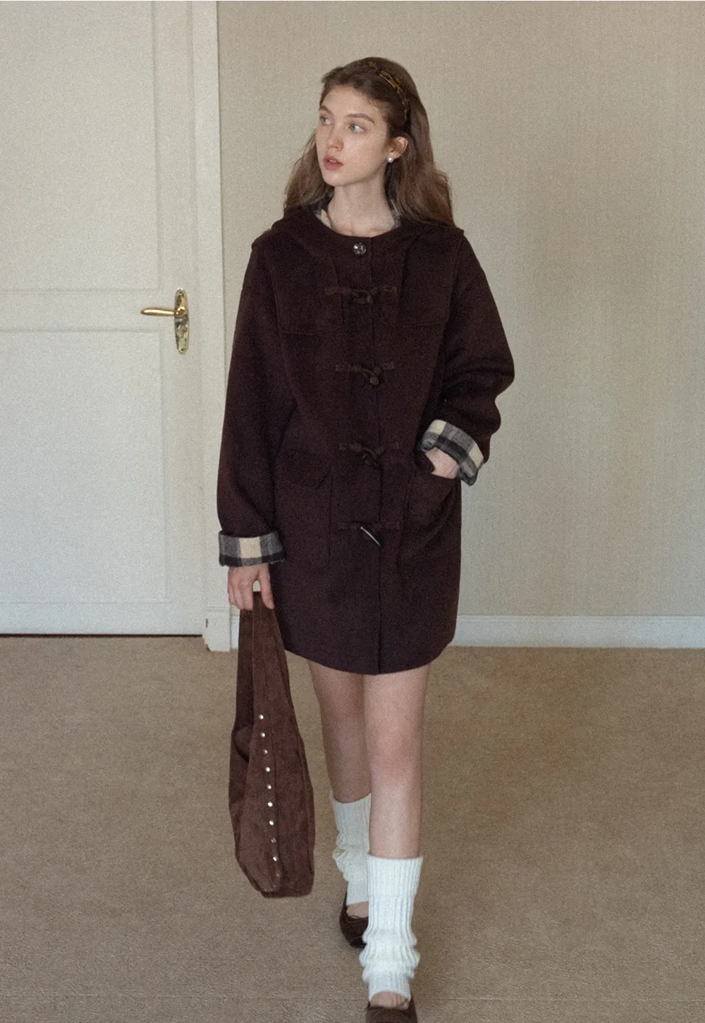 Women Winter Wool Coat Hooded Duffle Outerwear