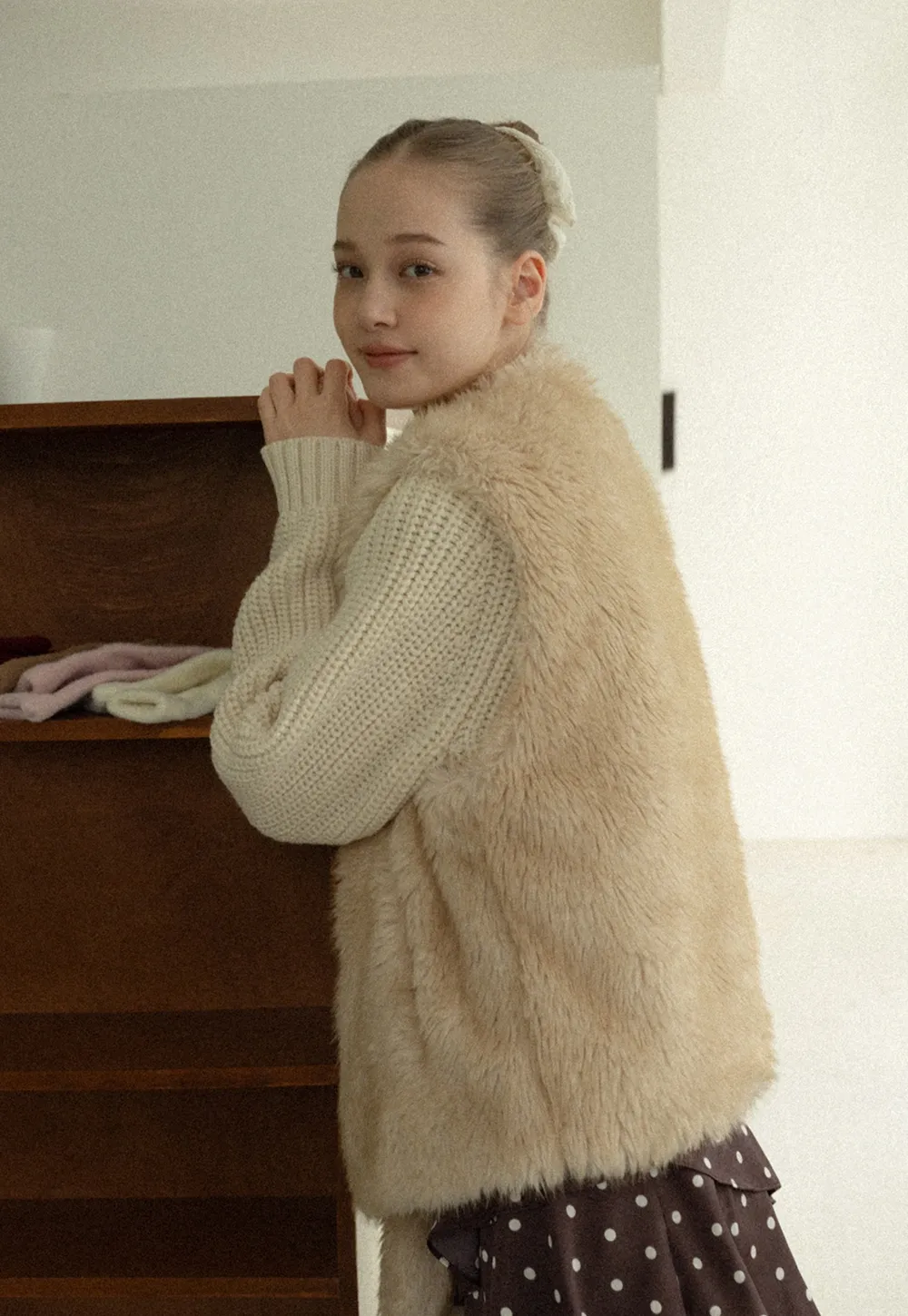 Soft Shearling Vest Women Warm Fuzzy Gilet