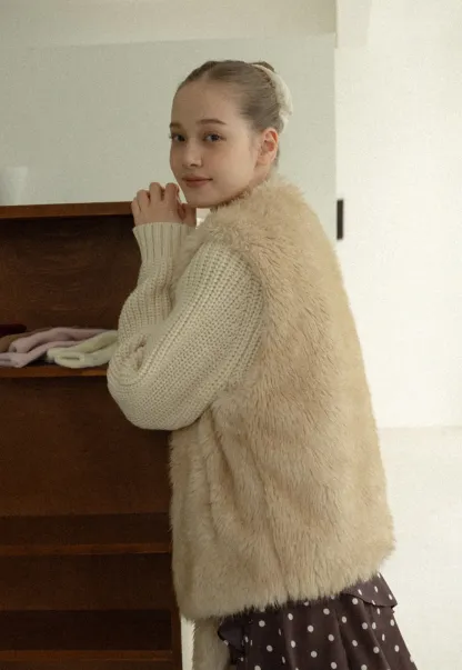 Soft Shearling Vest Women Warm Fuzzy Gilet