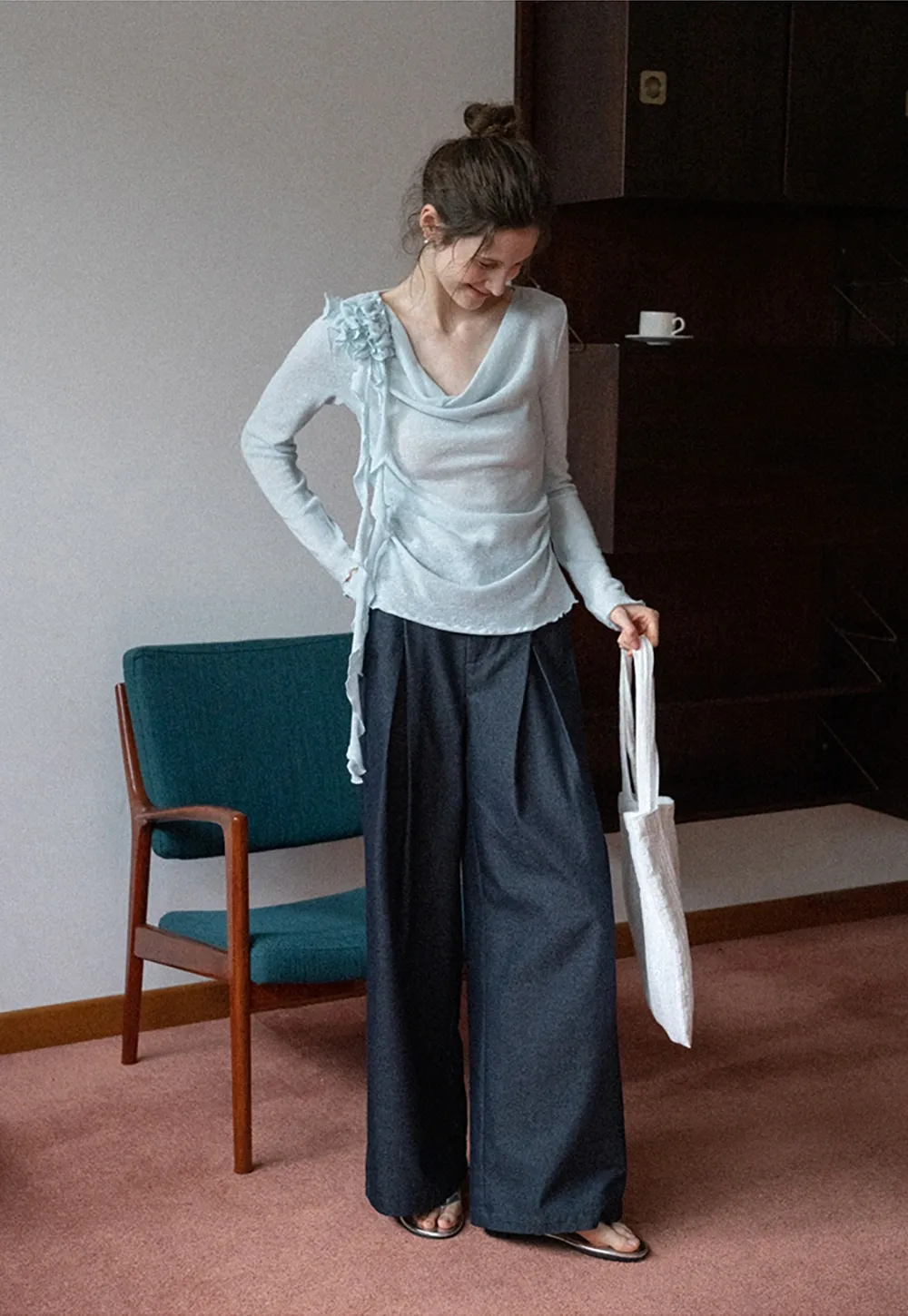 Women's High Waist Pleated Wide Leg Trousers