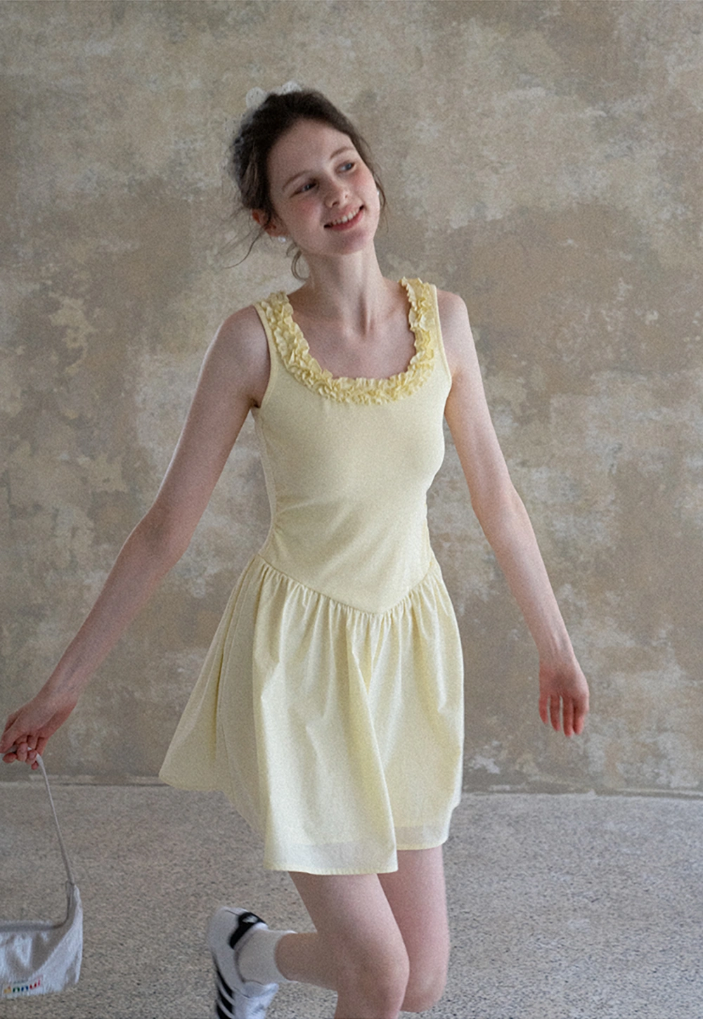 Women Ruffle Trim Sleeveless Fit & Flare Mini Dress