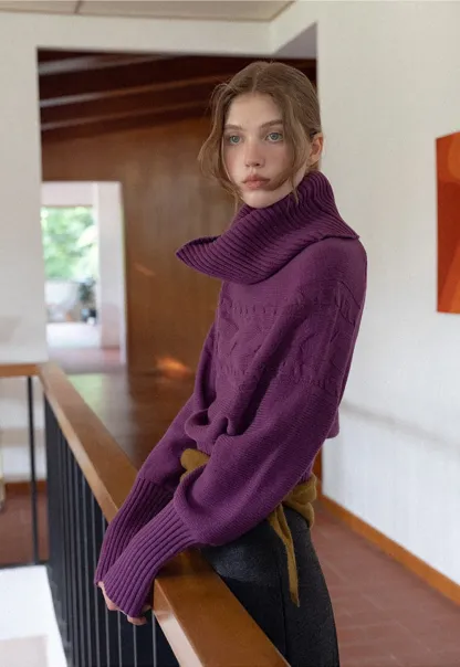 Women Ribbed Turtleneck Sweater