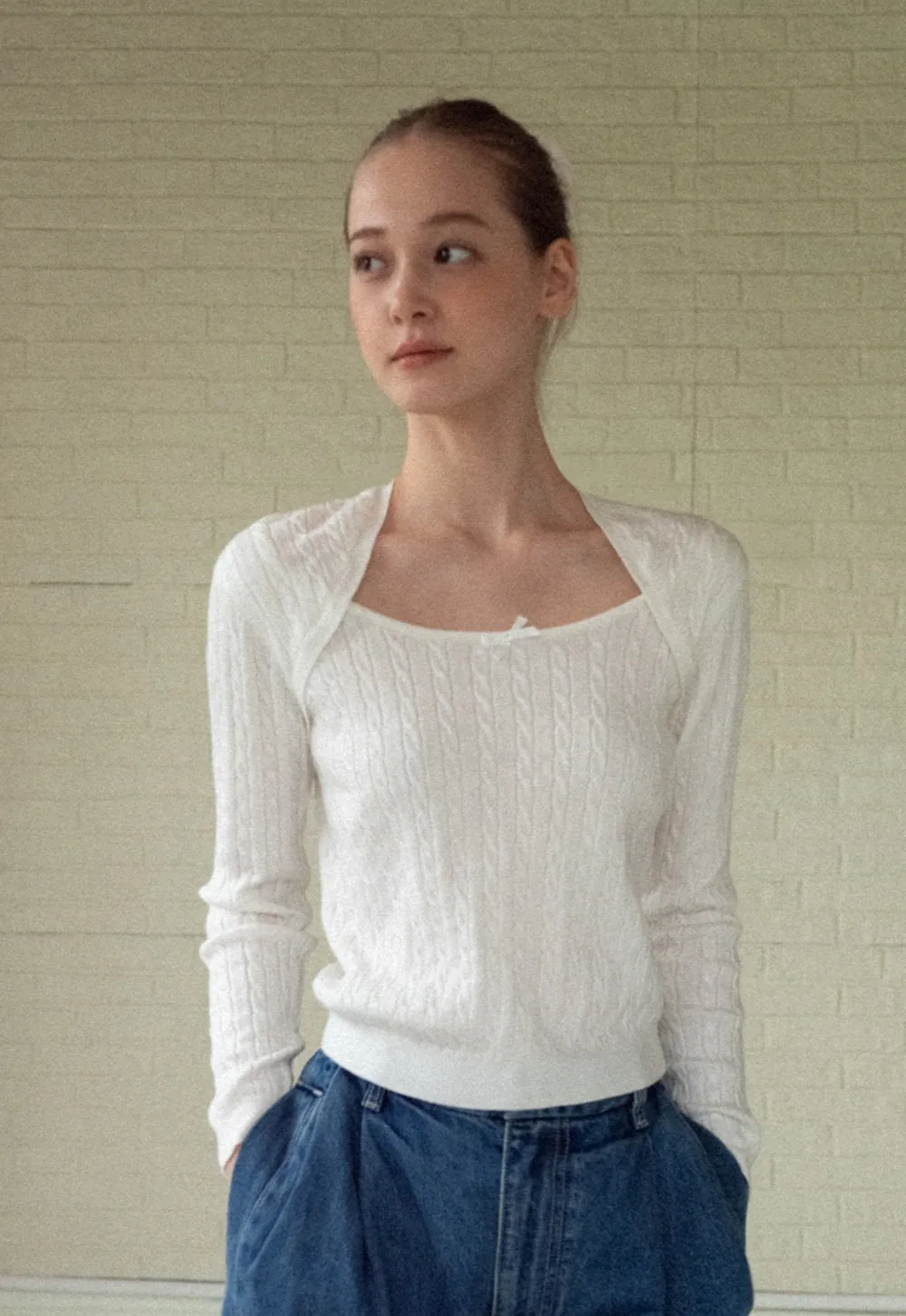 Soft Long Sleeve Cable Knit Top for Casual Wear