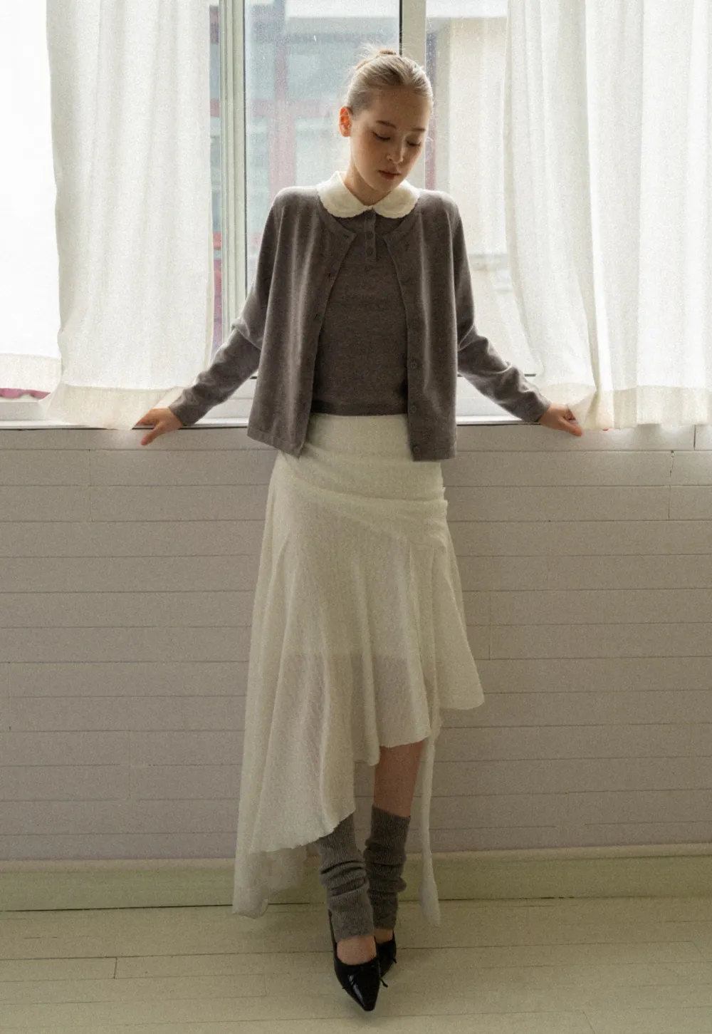 Elegant White Flared Skirt