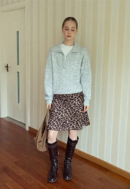 Cozy Half-Zip Sweater with Ribbed Details for Women