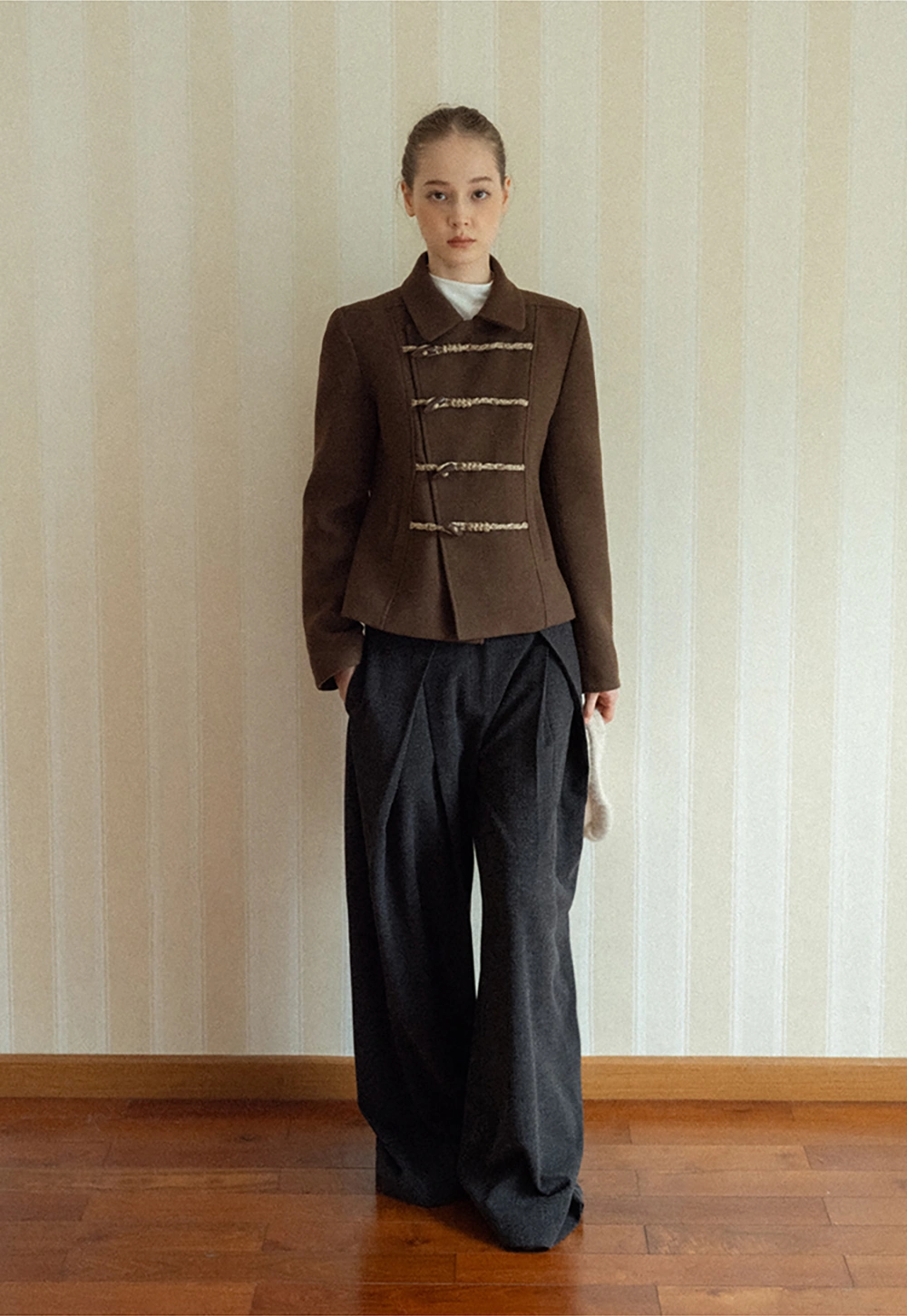 Women Wool-Blend Coat with Toggle Closure