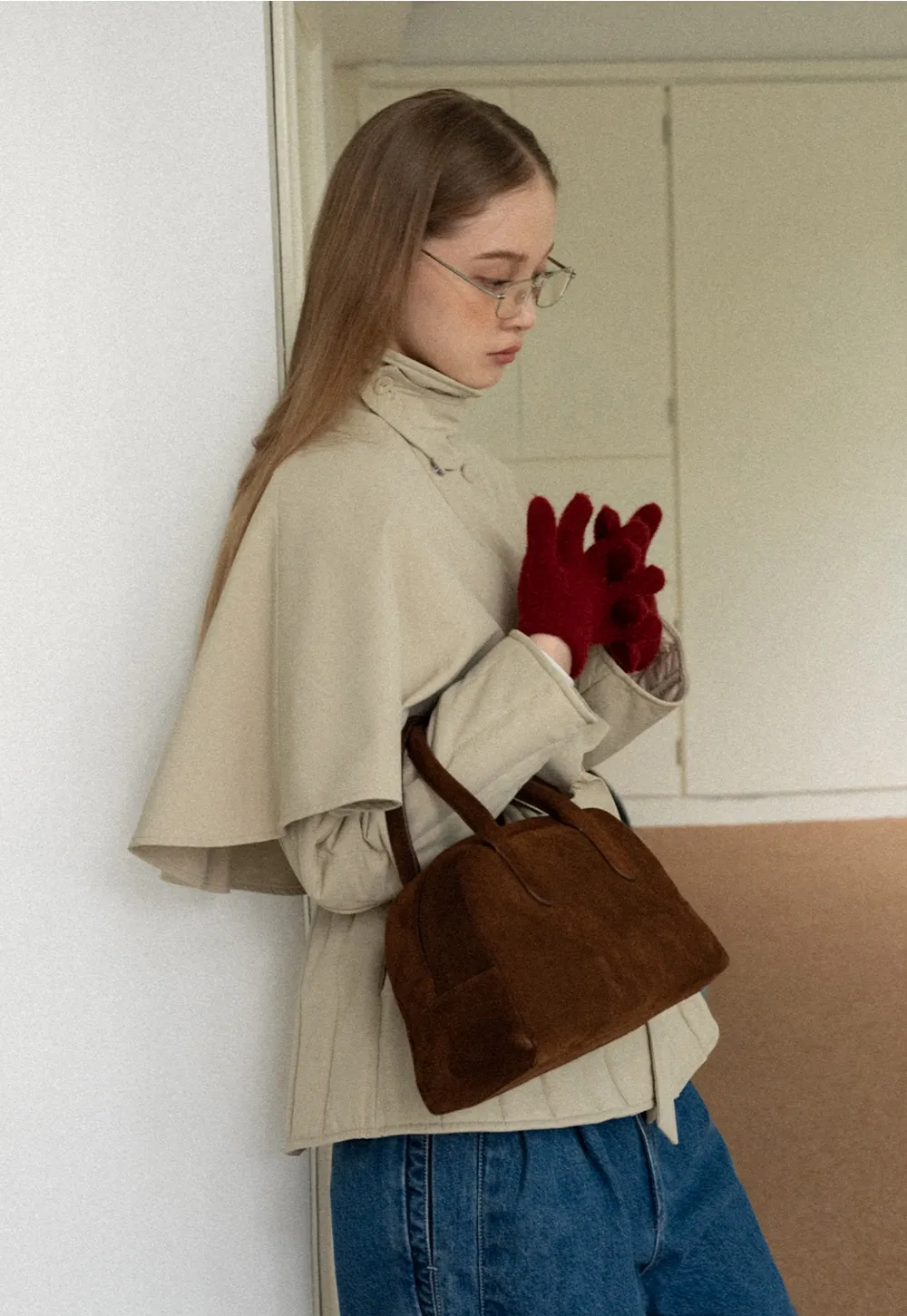 Trench Coat with Belt and Cape Sleeves for Women